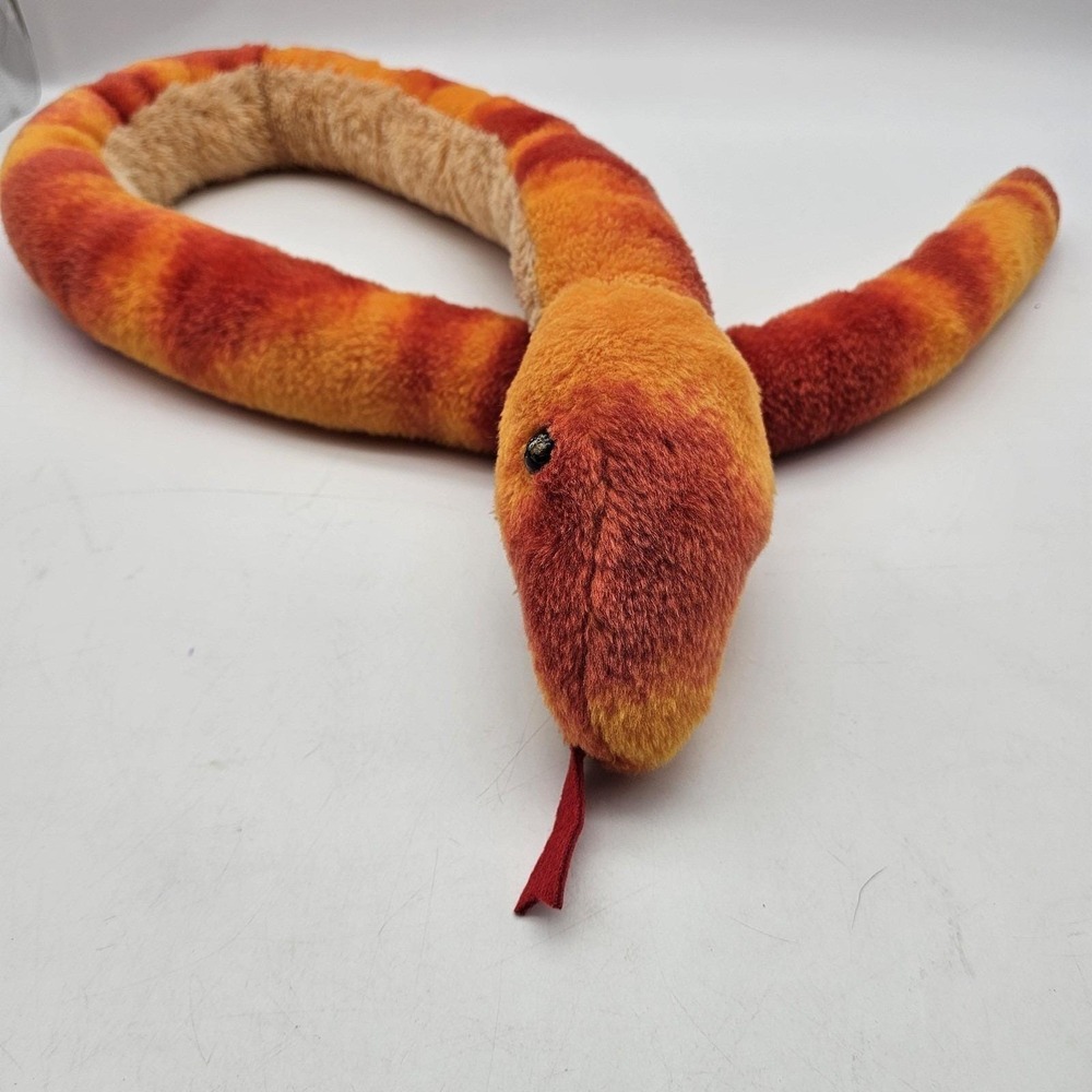 Aurora Snake Plush 4ft Stuffed Animal Toy‎ Jumbo Orange Yellow Striped Soft Long